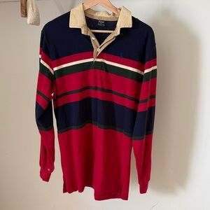 Polo by Ralph Lauren Long Sleeve Striped Shirt - Red, Navy, and Cream